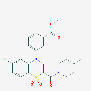 molecular formula C24H25ClN2O5S B2358252 3-(6-氯-2-(4-甲基哌啶-1-羰基)-1,1-二氧化-4H-苯并[b][1,4]噻嗪-4-基)苯甲酸乙酯 CAS No. 1251583-81-9