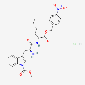 Methyl 3-((R)-2-amino-3-(((R)-1-((4-nitrobenzyl)oxy)-1-oxohexan-2-yl)amino)-3-oxopropyl)-1H-indole-1-carboxylate hydrochloride