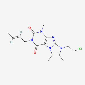 molecular formula C16H20ClN5O2 B2358254 (E)-3-(but-2-en-1-yl)-8-(2-chloroethyl)-1,6,7-trimethyl-1H-imidazo[2,1-f]purine-2,4(3H,8H)-dione CAS No. 955793-43-8