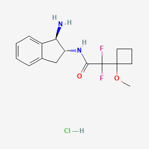 molecular formula C16H21ClF2N2O2 B2358262 N-[(1R,2R)-1-Amino-2,3-dihydro-1H-inden-2-yl]-2,2-difluoro-2-(1-methoxycyclobutyl)acetamide;hydrochloride CAS No. 2418594-81-5