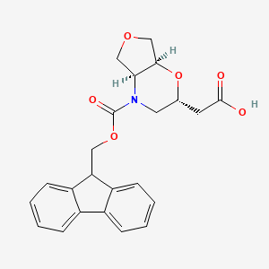 molecular formula C23H23NO6 B2358268 2-[(2R,4As,7aS)-4-(9H-fluoren-9-ylmethoxycarbonyl)-2,3,4a,5,7,7a-hexahydrofuro[3,4-b][1,4]oxazin-2-yl]acetic acid CAS No. 2375250-19-2