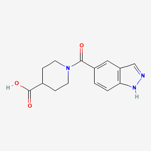 molecular formula C14H15N3O3 B2358270 1-(1H-吲唑-5-羰基)哌啶-4-羧酸 CAS No. 1099083-58-5