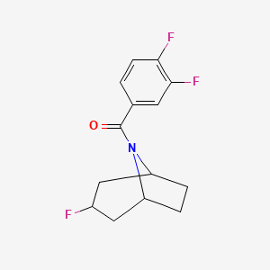 molecular formula C14H14F3NO B2358274 (3,4-Difluorophenyl)-(3-fluoro-8-azabicyclo[3.2.1]octan-8-yl)methanone CAS No. 2310125-73-4