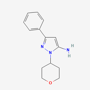 molecular formula C14H17N3O B2358288 5-Phenyl-2-(tetrahydropyran-4-yl)-2H-pyrazol-3-ylamine CAS No. 1349716-67-1