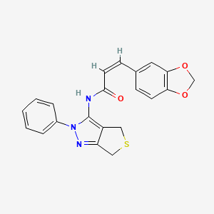 (Z)-3-(benzo[d][1,3]dioxol-5-yl)-N-(2-phenyl-4,6-dihydro-2H-thieno[3,4-c]pyrazol-3-yl)acrylamide