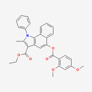 molecular formula C31H27NO6 B2358294 5-((2,4-二甲氧基苯甲酰)氧基)-2-甲基-1-苯基-1H-苯并[g]吲哚-3-羧酸乙酯 CAS No. 392242-41-0