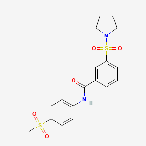 molecular formula C18H20N2O5S2 B2358295 N-(4-(methylsulfonyl)phenyl)-3-(pyrrolidin-1-ylsulfonyl)benzamide CAS No. 900135-70-8