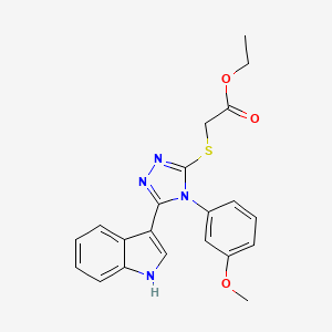 molecular formula C21H20N4O3S B2358298 2-((5-(1H-吲哚-3-基)-4-(3-甲氧基苯基)-4H-1,2,4-三唑-3-基)硫代)乙酸乙酯 CAS No. 852145-56-3