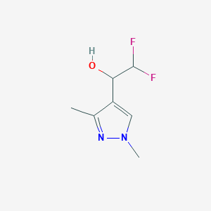 molecular formula C7H10F2N2O B2358300 1-(1,3-Dimethyl-1H-pyrazol-4-yl)-2,2-difluoroethanol CAS No. 1245771-85-0