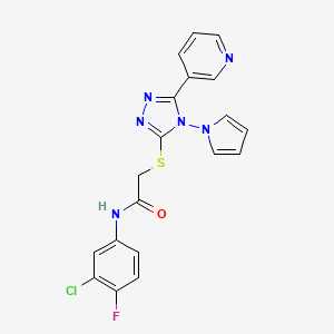 N-(3-chloro-4-fluorophenyl)-2-{[5-(pyridin-3-yl)-4-(1H-pyrrol-1-yl)-4H-1,2,4-triazol-3-yl]sulfanyl}acetamide