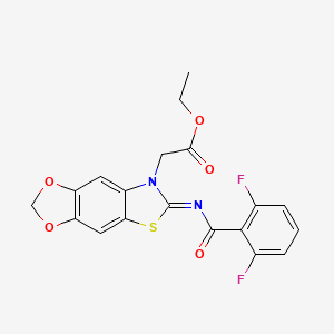 (Z)-ethyl 2-(6-((2,6-difluorobenzoyl)imino)-[1,3]dioxolo[4',5':4,5]benzo[1,2-d]thiazol-7(6H)-yl)acetate