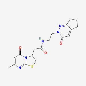 2-(7-methyl-5-oxo-3,5-dihydro-2H-thiazolo[3,2-a]pyrimidin-3-yl)-N-(2-(3-oxo-3,5,6,7-tetrahydro-2H-cyclopenta[c]pyridazin-2-yl)ethyl)acetamide