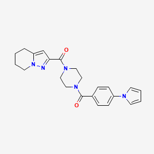 molecular formula C23H25N5O2 B2358334 (4-(4-(1H-pyrrol-1-yl)benzoyl)piperazin-1-yl)(4,5,6,7-tetrahydropyrazolo[1,5-a]pyridin-2-yl)methanone CAS No. 2034262-82-1