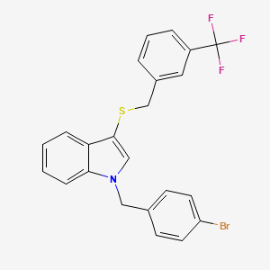 molecular formula C23H17BrF3NS B2358340 1-(4-bromobenzyl)-3-((3-(trifluoromethyl)benzyl)thio)-1H-indole CAS No. 681274-09-9