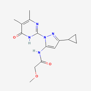 molecular formula C15H19N5O3 B2358353 N-(3-cyclopropyl-1-(4,5-dimethyl-6-oxo-1,6-dihydropyrimidin-2-yl)-1H-pyrazol-5-yl)-2-methoxyacetamide CAS No. 1226432-95-6