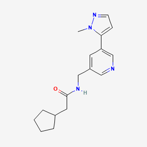 molecular formula C17H22N4O B2358355 N-((5-(1-メチル-1H-ピラゾール-5-イル)ピリジン-3-イル)メチル)-2-シクロペンチルアセトアミド CAS No. 2034462-67-2