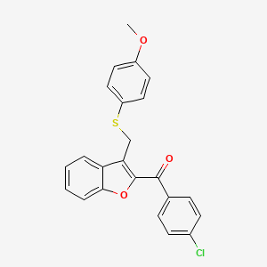 molecular formula C23H17ClO3S B2358357 (4-クロロフェニル)(3-{[(4-メトキシフェニル)スルファニル]メチル}-1-ベンゾフラン-2-イル)メタノン CAS No. 338411-51-1