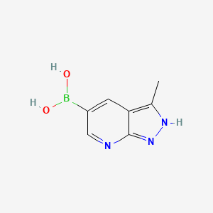 molecular formula C7H8BN3O2 B2358368 {3-甲基-1H-吡唑并[3,4-b]吡啶-5-基}硼酸 CAS No. 2377610-54-1