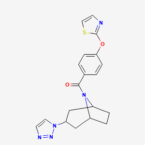 molecular formula C19H19N5O2S B2358371 8-[4-(1,3-thiazol-2-yloxy)benzoyl]-3-(1H-1,2,3-triazol-1-yl)-8-azabicyclo[3.2.1]octane CAS No. 2191216-84-7