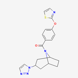 molecular formula C19H19N5O2S B2358371 8-[4-(1,3-噻唑-2-氧基)苯甲酰]-3-(1H-1,2,3-三唑-1-基)-8-氮杂双环[3.2.1]辛烷 CAS No. 2191216-84-7