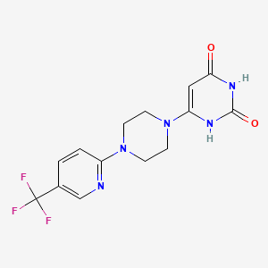 molecular formula C14H14F3N5O2 B2358379 6-(4-(5-(三氟甲基)吡啶-2-基)哌嗪-1-基)嘧啶-2,4(1H,3H)-二酮 CAS No. 2309750-10-3