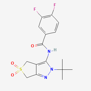 molecular formula C16H17F2N3O3S B2358391 N-(2-tert-butyl-5,5-dioxo-4,6-dihydrothieno[3,4-c]pyrazol-3-yl)-3,4-difluorobenzamide CAS No. 893923-65-4