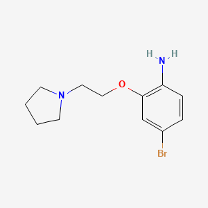 molecular formula C12H17BrN2O B2358397 4-Bromo-2-[2-(pyrrolidin-1-yl)ethoxy]aniline CAS No. 1161833-90-4