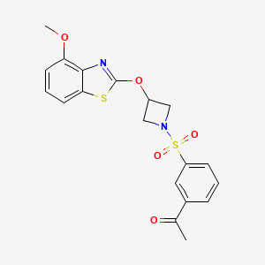 molecular formula C19H18N2O5S2 B2358398 1-(3-((3-((4-Methoxybenzo[d]thiazol-2-yl)oxy)azetidin-1-yl)sulfonyl)phenyl)ethanone CAS No. 1421506-65-1
