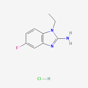 molecular formula C9H11ClFN3 B2358408 1-ethyl-5-fluoro-1H-1,3-benzodiazol-2-amine hydrochloride CAS No. 1423033-99-1