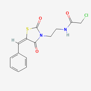 molecular formula C14H13ClN2O3S B2358410 N-[2-[(5E)-5-benzylidene-2,4-dioxo-1,3-thiazolidin-3-yl]ethyl]-2-chloroacetamide CAS No. 554439-50-8
