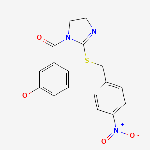 (3-Methoxyphenyl)-[2-[(4-nitrophenyl)methylsulfanyl]-4,5-dihydroimidazol-1-yl]methanone
