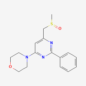 molecular formula C16H19N3O2S B2358418 Methyl (6-morpholino-2-phenyl-4-pyrimidinyl)methyl sulfoxide CAS No. 338967-72-9