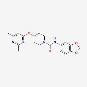 molecular formula C19H22N4O4 B2358421 N-(苯并[d][1,3]二氧杂环-5-基)-4-((2,6-二甲基嘧啶-4-基)氧基)哌啶-1-甲酰胺 CAS No. 2034431-99-5