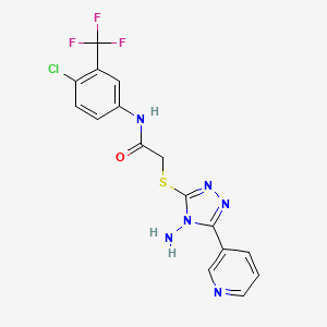 molecular formula C16H12ClF3N6OS B2358424 2-{[4-amino-5-(pyridin-3-yl)-4H-1,2,4-triazol-3-yl]sulfanyl}-N-[4-chloro-3-(trifluoromethyl)phenyl]acetamide CAS No. 866447-32-7
