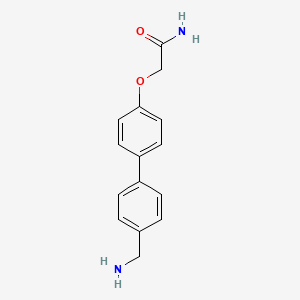 molecular formula C15H16N2O2 B2358428 2-{4-[4-(Aminomethyl)phenyl]phenoxy}acetamide CAS No. 1099675-86-1