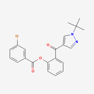 molecular formula C21H19BrN2O3 B2358430 2-{[1-(tert-butyl)-1H-pyrazol-4-yl]carbonyl}phenyl 3-bromobenzenecarboxylate CAS No. 955962-16-0