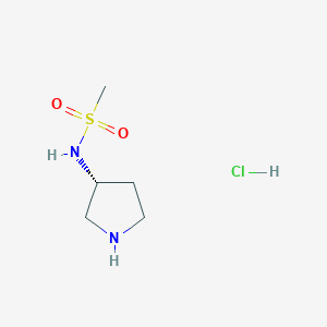 molecular formula C5H13ClN2O2S B2358433 N-[(3R)-pyrrolidin-3-yl]methanesulfonamide;hydrochloride CAS No. 2344757-87-3