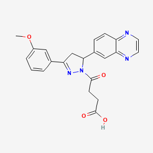 molecular formula C22H20N4O4 B2358438 4-(3-(3-methoxyphenyl)-5-(quinoxalin-6-yl)-4,5-dihydro-1H-pyrazol-1-yl)-4-oxobutanoic acid CAS No. 941905-40-4