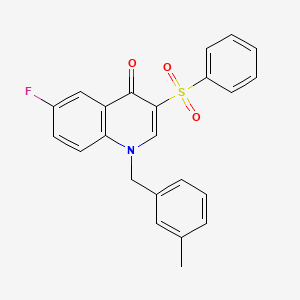 molecular formula C23H18FNO3S B2358440 3-(Benzenesulfonyl)-6-fluoro-1-[(3-methylphenyl)methyl]quinolin-4-one CAS No. 866725-83-9