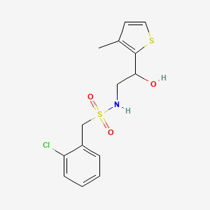 molecular formula C14H16ClNO3S2 B2358442 1-(2-chlorophenyl)-N-(2-hydroxy-2-(3-methylthiophen-2-yl)ethyl)methanesulfonamide CAS No. 1351586-32-7