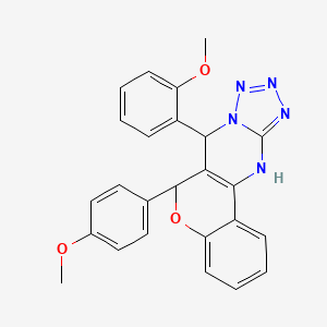 molecular formula C25H21N5O3 B2358503 7-(2-methoxyphenyl)-6-(4-methoxyphenyl)-7,12-dihydro-6H-chromeno[4,3-d]tetrazolo[1,5-a]pyrimidine CAS No. 923173-48-2