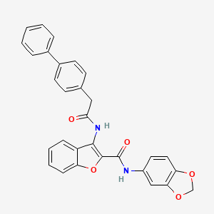 3-(2-([1,1'-biphenyl]-4-yl)acetamido)-N-(benzo[d][1,3]dioxol-5-yl)benzofuran-2-carboxamide