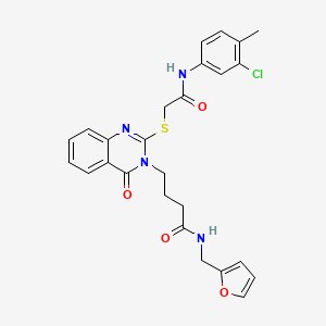 4-[2-[2-(3-chloro-4-methylanilino)-2-oxoethyl]sulfanyl-4-oxoquinazolin-3-yl]-N-(furan-2-ylmethyl)butanamide