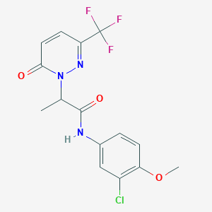 molecular formula C15H13ClF3N3O3 B2358512 N-(3-Chloro-4-methoxyphenyl)-2-[6-oxo-3-(trifluoromethyl)pyridazin-1-yl]propanamide CAS No. 2380191-40-0