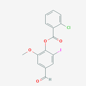 molecular formula C15H10ClIO4 B2358546 4-Formyl-2-iodo-6-methoxyphenyl 2-chlorobenzoate CAS No. 944666-73-3