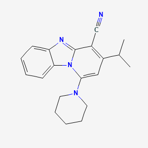 molecular formula C20H22N4 B2358583 1-(Piperidin-1-yl)-3-(propan-2-yl)pyrido[1,2-a]benzimidazole-4-carbonitrile CAS No. 611197-63-8