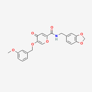 molecular formula C22H19NO7 B2358598 N-(benzo[d][1,3]dioxol-5-ylmethyl)-5-((3-methoxybenzyl)oxy)-4-oxo-4H-pyran-2-carboxamide CAS No. 1021134-99-5