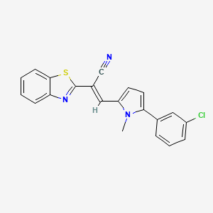 molecular formula C21H14ClN3S B2358600 (E)-2-(benzo[d]thiazol-2-yl)-3-(5-(3-chlorophenyl)-1-methyl-1H-pyrrol-2-yl)acrylonitrile CAS No. 708991-69-9