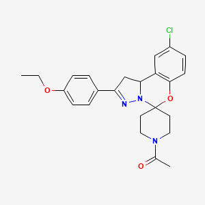 molecular formula C24H26ClN3O3 B2358605 1-(9-Chloro-2-(4-ethoxyphenyl)-1,10b-dihydrospiro[benzo[e]pyrazolo[1,5-c][1,3]oxazine-5,4'-piperidin]-1'-yl)ethanone CAS No. 899983-53-0