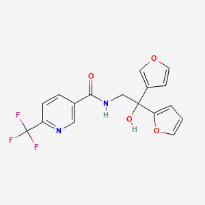 molecular formula C17H13F3N2O4 B2358607 N-[2-(呋喃-2-基)-2-(呋喃-3-基)-2-羟乙基]-6-(三氟甲基)吡啶-3-甲酰胺 CAS No. 2034236-17-2